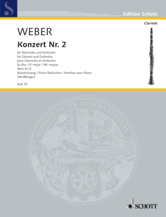 Konzert Nr. 2 Es-Dur WeV N.13 f�r Klarinette und Orchester Klavierauszug mit Solostimme - Klarinette (Erstdruck)/Klarinette (Vers
