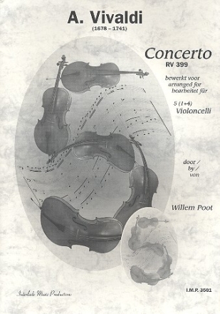 Konzert RV399 f�r Violoncello und Orchester f�r 5 Violoncelli (1+4) Partitur und Stimmen