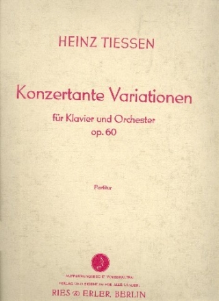 Konzertante Variationen op.60 f�r Klavier und Orchester Partitur