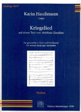 Kriegslied f�r gem Chor und Orchester Partitur