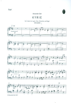 Kyrie f�r gem Chor (SAM/SATB), Streicher und Orgel Orgel