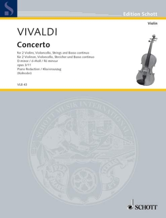 L'Estro Armonico op. 3/11 RV 565 / PV 250 f�r 2 Violinen, Violoncello obl., Streicher und Basso continuo Klavierauszug mit Solostimmen