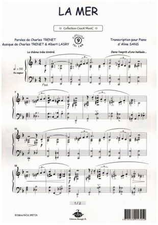 La Mer pour piano (avec paroles)