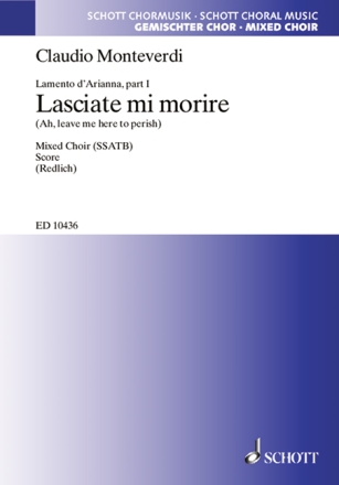 Lasciate mi morire from 'Lamento d'Arianna' for mixed chorus score (it)