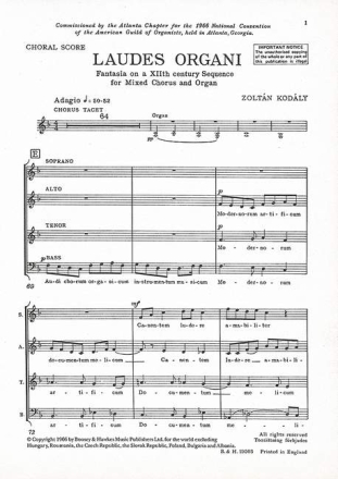 Laudes Organi Fantasia for mixed chorus and organ chorus score (la)
