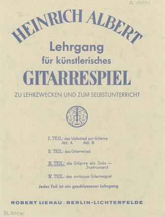 Lehrgang f�r k�nstlerisches Gitarrespiel Band 3 f�r Gitarre