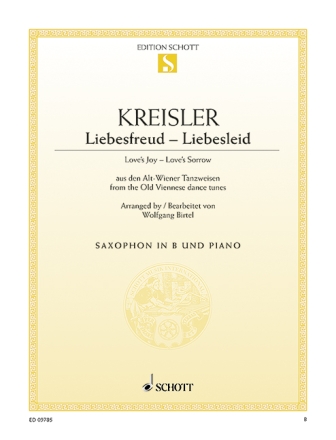 Liebesfreud Liebesleid f�r Tenorsaxophon und Klavier