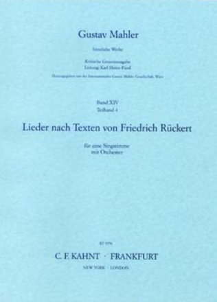 Lieder nach Texten von Friedrich R�ckert f�r Singstimme und Orchester Partitur