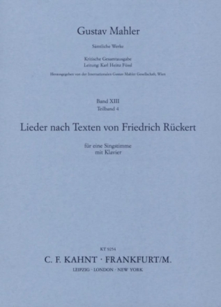 Lieder nach Texten von Friedrich R�ckert f�r Singstimme und Klavier