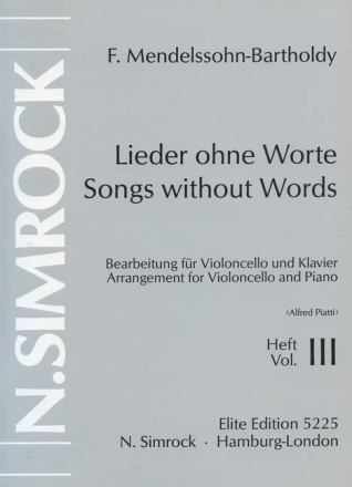 Lieder ohne Worte Band 3 f�r Violoncello und Klavier