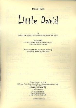 Little David f�r Sopranblockfl�te (Melodieinstrument in C) und Klavier