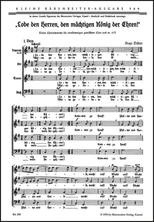Lobe den Herren den M�chtigen K�nig op.6,2 f�r gem Chor a cappella,  Singpartitur (dt)