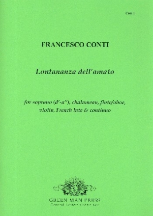 Lontananza dell'amato for soprano, chalumeau, flute (oboe), violin, french lute and Bc score and parts (Bc realized)