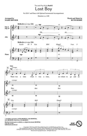 Lost Boy for female choir and piano choral score