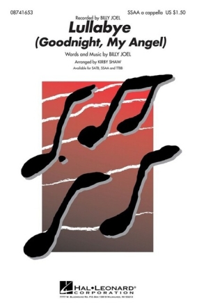 Lullabye (Goodnight, My Angel) for female choir (SSAA) and piano choral score