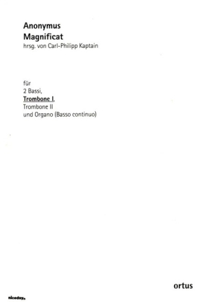Magnificat f�r 2 B�sse, 2 Posaunen und Bc Stimmen