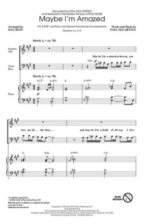 Maybe I'm Amazed for mixed chorus and piano score