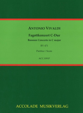 Vivaldi, Antonio, Konzert C-Dur RV 471 Fagott, Orchester Partitur