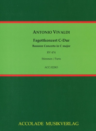 Fagottkonzert C-Dur RV 474 f�r Fagott und Orchester Stimmensatz (Streicher 3.3.2.3)