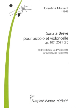 Sonata Breve op.107 (2021) pour piccolo et violoncelle partition et parties