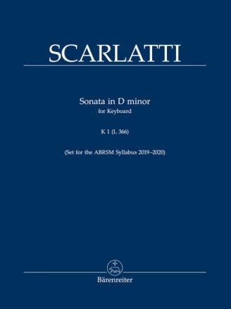 Sonate f�r Klavier (Clavier) d-Moll K 1 (L366) Cembalo, Klavier Spielpartitur