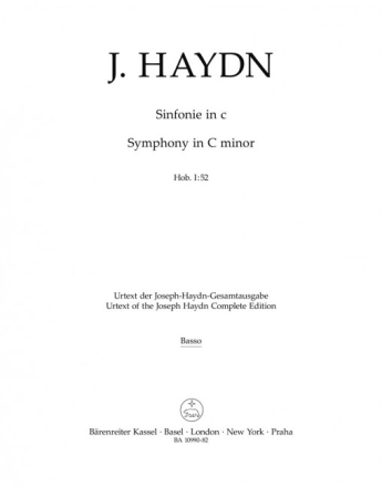 Sinfonie c-Moll Hob. I:52 Bassi Stimme, Urtextausgabe
