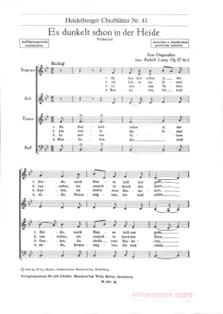 Heidelberger Chorbl�tter Nr. 41 Gemischter Chor (SATB) Chorpartitur, Sammelband