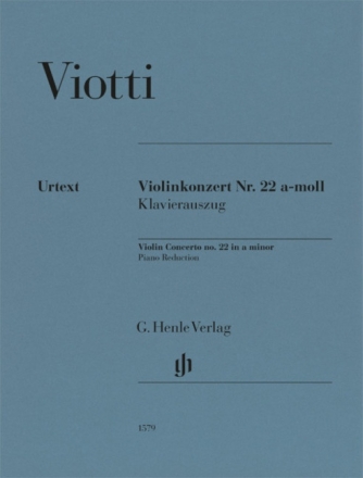 Violinkonzert a-Moll Nr.22 f�r Violine und Orchester Klavierauszug mit Solostimme