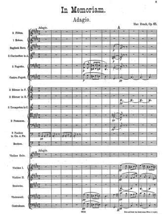 In Memoriam, Adagio in C-sharp minor for violin and orchestra, op. 65 Violin & Orchestra