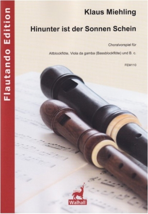 Hinunter ist der Sonnen Schein f�r Altblockfl�te, Viola da gamba (Bassbfl) und B.c. Partitur und Stimmen
