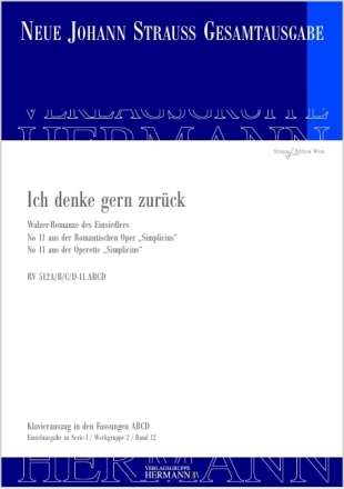 Ich denke gern zur�ck Gesang und Orchester Klavierauszug
