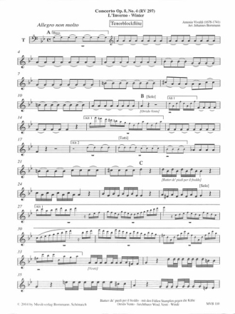 Konzert op.8,4 RV297 Der Winter  f�r 4 Blockfl�ten (AATB)   Tenorblockfl�te