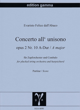 Concerto all'unisono op. 2 Nr. 10 A-Dur / Partitur f�r Zupforchester und Cembalo