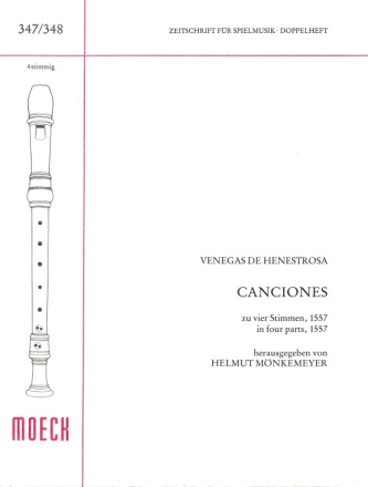 4 Canciones zu 4 Stimmen f�r 4 Blockfl�ten (SSAB) Partitur