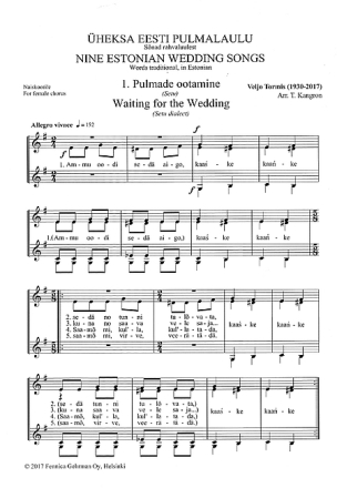 Nine Estonian Wedding Songs