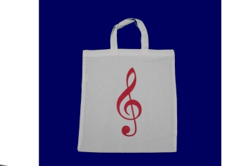 Tragetasche weiss, Violinschl�ssel rot