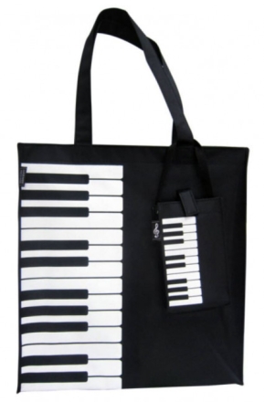 Canvas Tote Bag With Keyboard/Piano Design