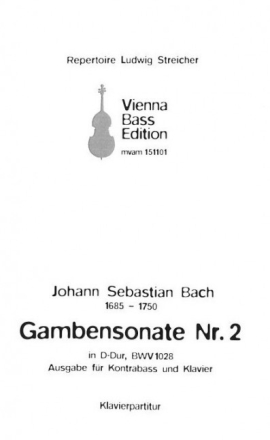 Gambensonate Nr. 2 in D-Dur, BWV 1028 BWV 1028