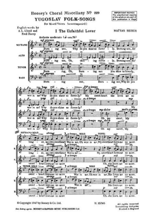 Yugoslav Folksongs for mixed chorus a cappella score (en)