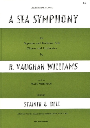 Symphony no.1 (A Sea Symphony) for soloists, mixed chorus and orchestra study score