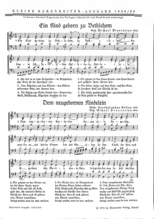 EIN KIND GEBORN ZU BEHLEHEM (FUER SATB CHOR) Partitur (dt)