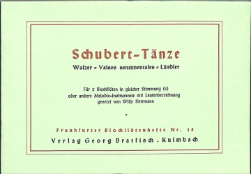 Schubert-T�nze f�r 2 Blockfl�ten in gleicher Stimmung Partitur