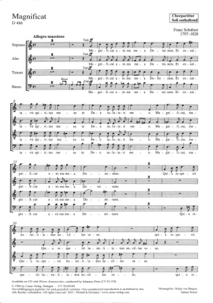 Magnificat  D486: f�r SATB Soli, SATB Chor und Orchester Chorpartitur (la)