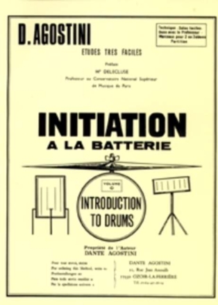 Initiation a la batterie vol.0 Etudes tres faciles introduction to drums