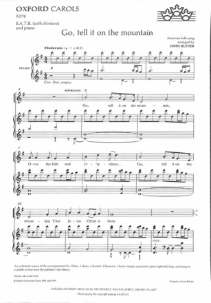 Go tell it on the Mountain for mixed chorus and piano