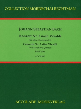 Konzert Nr.2 BWV593 nach Vivaldi f�r 4 Saxophone (SATBar) Partitur und Stimmen