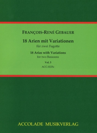18 airs vari�s Band 3 (Nr.13-18) f�r 2 Fagotte Partitur und Stimmen