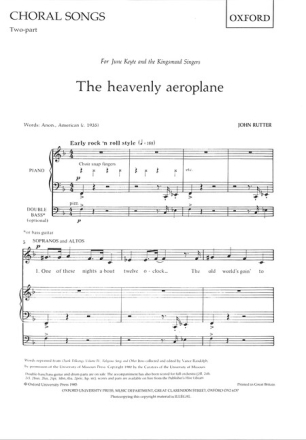 The heavenly Aeroplane for female chorus and piano (bass ad lib),  score