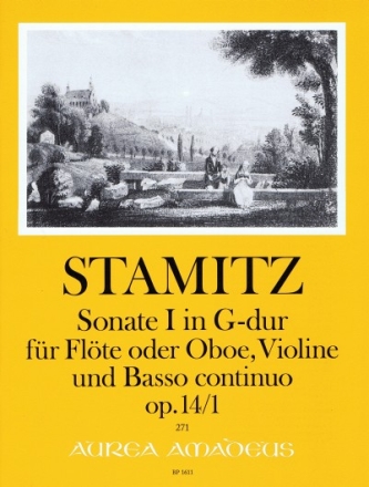 Sonate G-Dur op.14,1 f�r Fl�te (Violine/Oboe), Violine und Bc Partitur und Stimmen