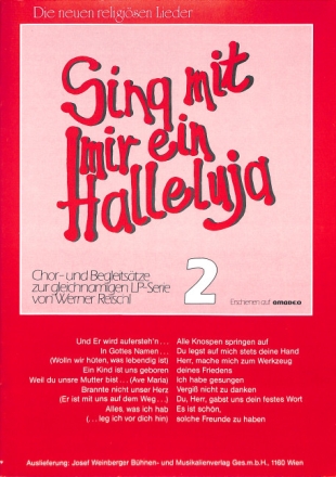 Sing mit mir ein Halleluja Band 2 f�r gem Chor und Instrumente Chorpartitur